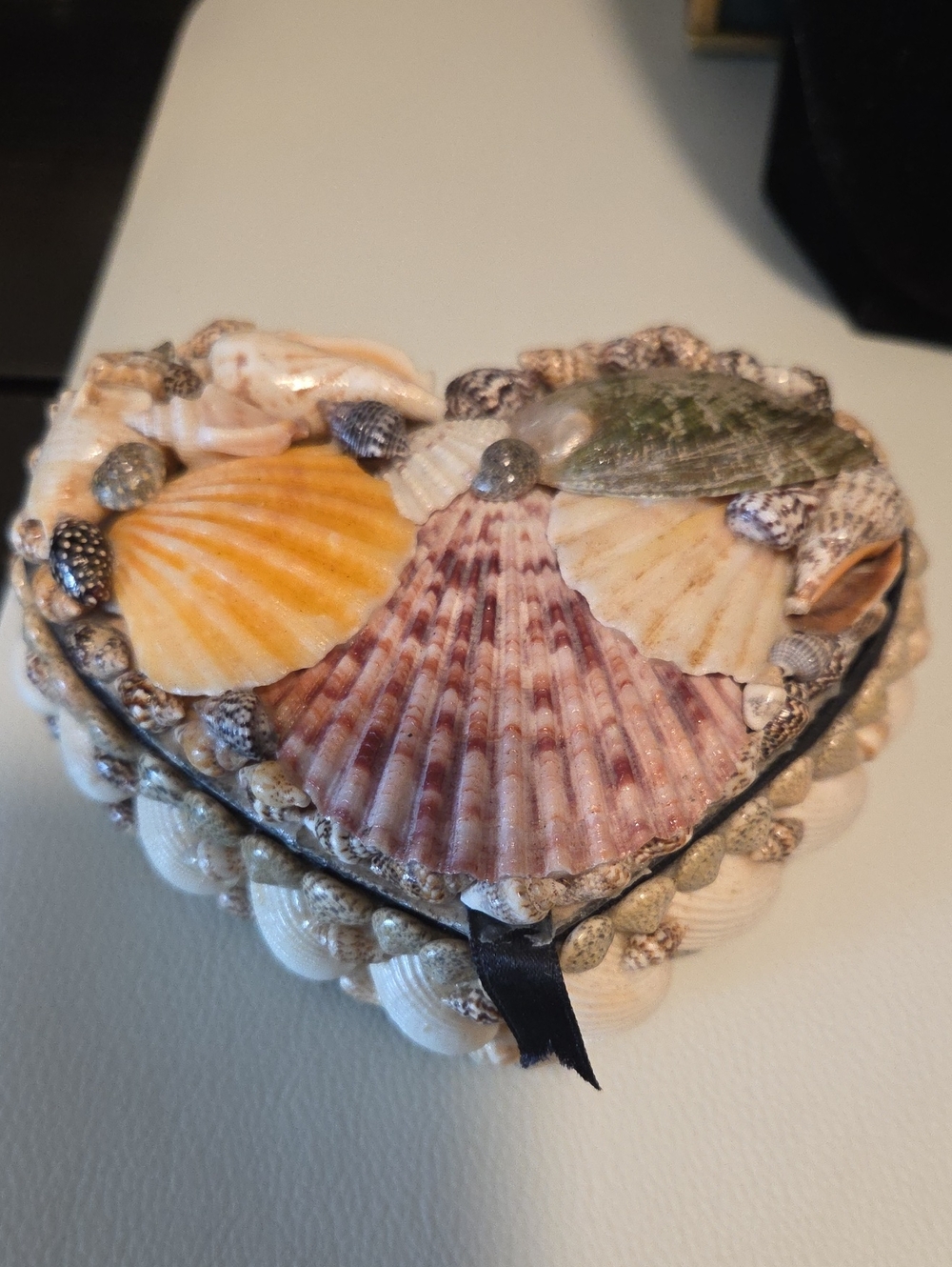 Decorative Heart Shell Trinket Box Filled With Jewelry